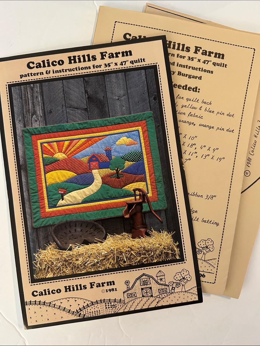 Calico hills farm wall quilt pattern & instructions 35”x47” quilt vintage 1981